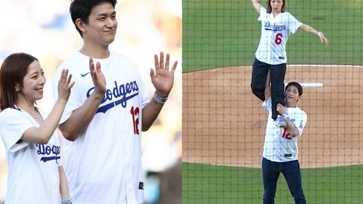 Patinadores olímpicos llevan el primer lanzamiento de Dodgers a otro nivel
